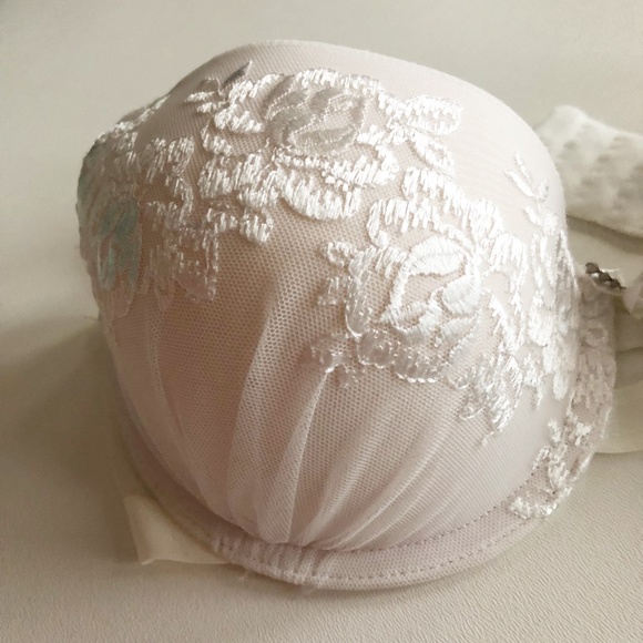 Smart & Sexy Lace Bra Full Coverage White Lace Overlay Size 34D EUC - Picture 2 of 6
